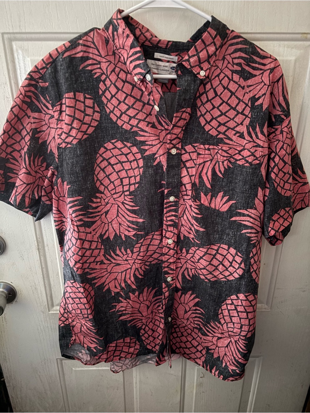 Old Navy Black & Pink Pineapple Print Button-Down Shirt